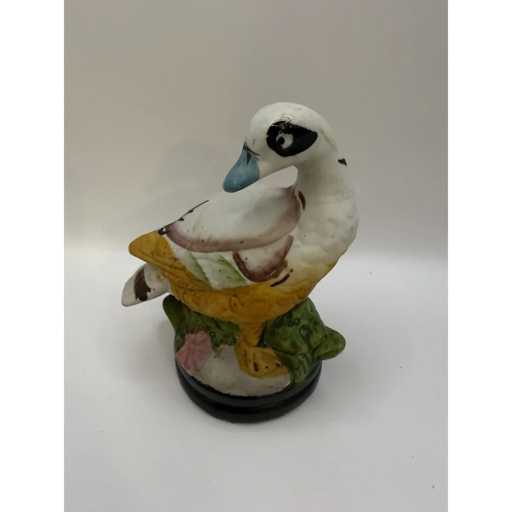 Vintage Ceramic Blue‎ Billed Duck Figurine Made in Taiwan Figure 4.5